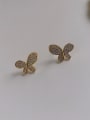 thumb Copper Cubic Zirconia Butterfly Cute Stud Trend Korean Fashion Earring 3