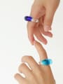 thumb Hand Glass  Multi Color Geometric Trend Band Ring 0