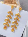 thumb Brass Cubic Zirconia Leaf Luxury Cluster Earring 1