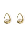 thumb Brass Imitation Pearl Water Drop Minimalist Stud Earring 0