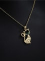 thumb Brass Cubic Zirconia  Cute Wolf Pendant Necklace 3