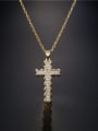 thumb Brass Cubic Zirconia  Vintage Cross Pendant Necklace 1