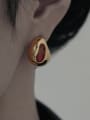 thumb Brass Cubic Zirconia Water Drop Cute Stud Earring 1