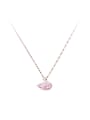 thumb Brass Cubic Zirconia Pink Swan Dainty Necklace 0