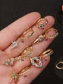 thumb Copper with Cubic Zirconia Multi Color Star Dainty Hoop Earring 0