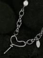 thumb Titanium Steel Freshwater Pearl Heart Trend Tassel Necklace 2