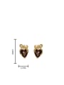 thumb Brass Cubic Zirconia Enamel Heart Vintage Stud Earring 3