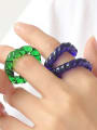 thumb Hand  Glass Multi Color Twist Square Minimalist Band Ring 1