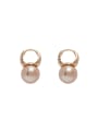 thumb Brass Imitation Pearl Geometric Vintage Huggie Earring 0