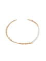 thumb Brass Imitation Pearl Geometric Hip Hop Asymmetrical Chain Necklace 0