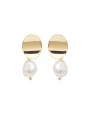 thumb Copper Freshwater Pearl Geometric Minimalist Stud Trend Korean Fashion Earring 3