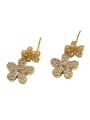 thumb Brass Cubic Zirconia Flower Hip Hop Drop Trend Korean Fashion Earring 0