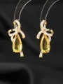 thumb Brass Cubic Zirconia Water Drop Luxury Cluster Earring 3