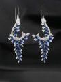 thumb Brass Cubic Zirconia Feather Water Drop  Luxury Cluster Earring 1