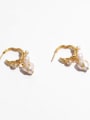 thumb Brass Freshwater Pearl Irregular Vintage Hook Earring 2