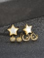 thumb Brass Cubic Zirconia Star Moon Minimalist Stud Earring Set 3