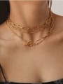 thumb Brass Hollow Geometric chain Vintage Necklace 2