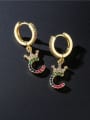 thumb Brass Cubic Zirconia Letter Vintage Huggie Earring 2