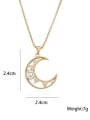 thumb Brass Cubic Zirconia Vintage Moon Pendant Necklace 2