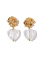thumb Brass Glass Stone Heart Minimalist Drop Earring 0