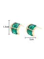 thumb Brass Cubic Zirconia Green Geometric Vintage Stud Earring 3