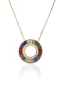 thumb Brass Cubic Zirconia Multi Color Round Dainty Necklace 0