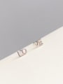 thumb Brass Cubic Zirconia Letter Minimalist Stud Earring Set 2
