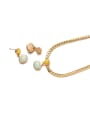 thumb Brass Natural Stone Trend Irregular  Earring and Necklace Set 0