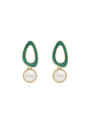 thumb Copper Imitation Pearl Enamel Geometric Minimalist Drop Trend Korean Fashion Earring 0