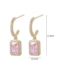 thumb Brass Cubic Zirconia Pink Geometric Dainty Drop Earring 2