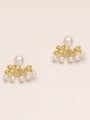 thumb Brass Imitation Pearl Letter Minimalist Stud Trend Korean Fashion Earring 2