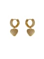 thumb Brass Rhinestone Heart Minimalist Huggie Earring 0