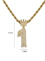 thumb Brass Cubic Zirconia Crown Trend  Number Pendant Necklace 1