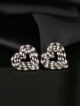 thumb Brass Cubic Zirconia Hollow Heart Luxury Cluster Earring 0