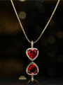 thumb Brass Cubic Zirconia Trend Heart  Pendant Necklace 1