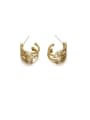 thumb Brass Cubic Zirconia Geometric Hip Hop Stud Earring 3