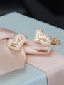thumb Brass Cubic Zirconia Heart Minimalist Stud Earring 1