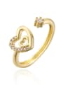 thumb Brass Cubic Zirconia Heart Vintage Band Ring 0