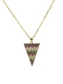 thumb Brass Cubic Zirconia Multi Color Triangle Dainty Necklace 0