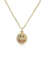 thumb Brass Cubic Zirconia  Vintage Enamel Smiley Pendant Necklace 0