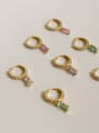 thumb Brass Cubic Zirconia Geometric Minimalist Huggie Earring 4