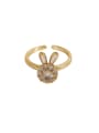 thumb Brass Cubic Zirconia Rabbit Cute Band Ring 1