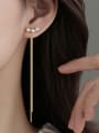 thumb Brass Imitation Pearl Tassel Trend Threader Earring 1