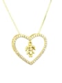 thumb Brass Cubic Zirconia Hollow Heart Dainty Pendant Necklace 0