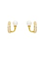 thumb Brass Shell Geometric Minimalist Huggie Earring 0