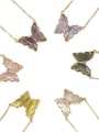 thumb Brass Glass Stone Butterfly Minimalist Pendant Necklace 4