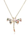 thumb Brass Cubic Zirconia Dragonfly Dainty Necklace 0