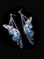 thumb Brass Cubic Zirconia Multi Color Butterfly Statement Cluster Earring 2