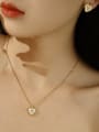 thumb Brass  Minimalist Heart  Shell Earring and Necklace Set 2