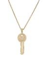 thumb Brass Cubic Zirconia Vintage Key Pendant  Necklace 0